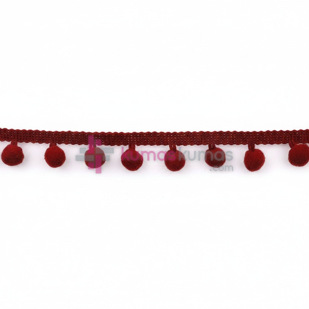 Pompon Şerit Bordo