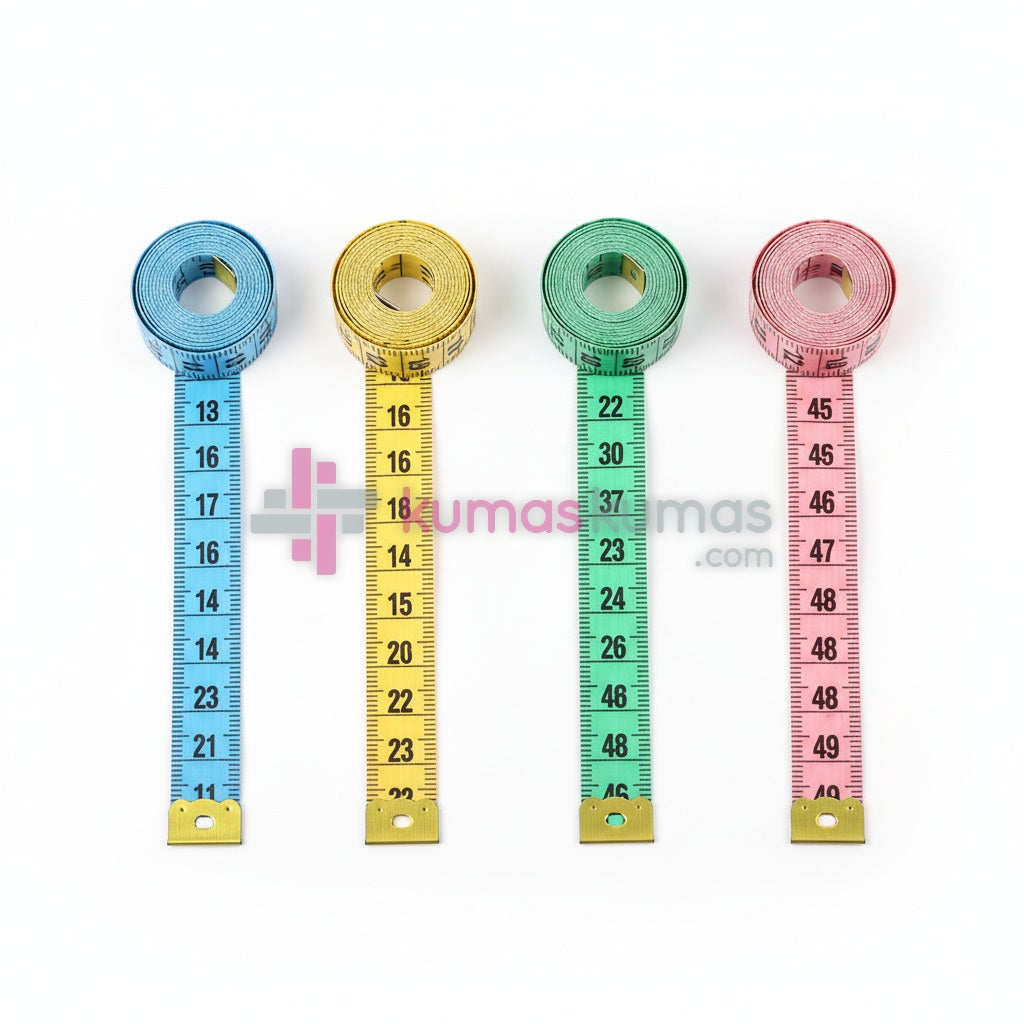 Terzi Mezurası 150 cm - 4'lü Renkli Set (Mavi/Sarı/Yeşil/Pembe)
