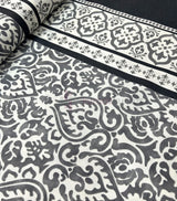 Damask Desenli Duck Keten Kumaş - Antrasit