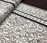 Damask Desenli Duck Keten Kumaş - Kahve