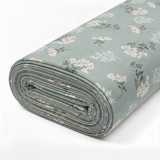 Pastel Kır Çiçeği Desenli Poplin Kumaş - Mint
