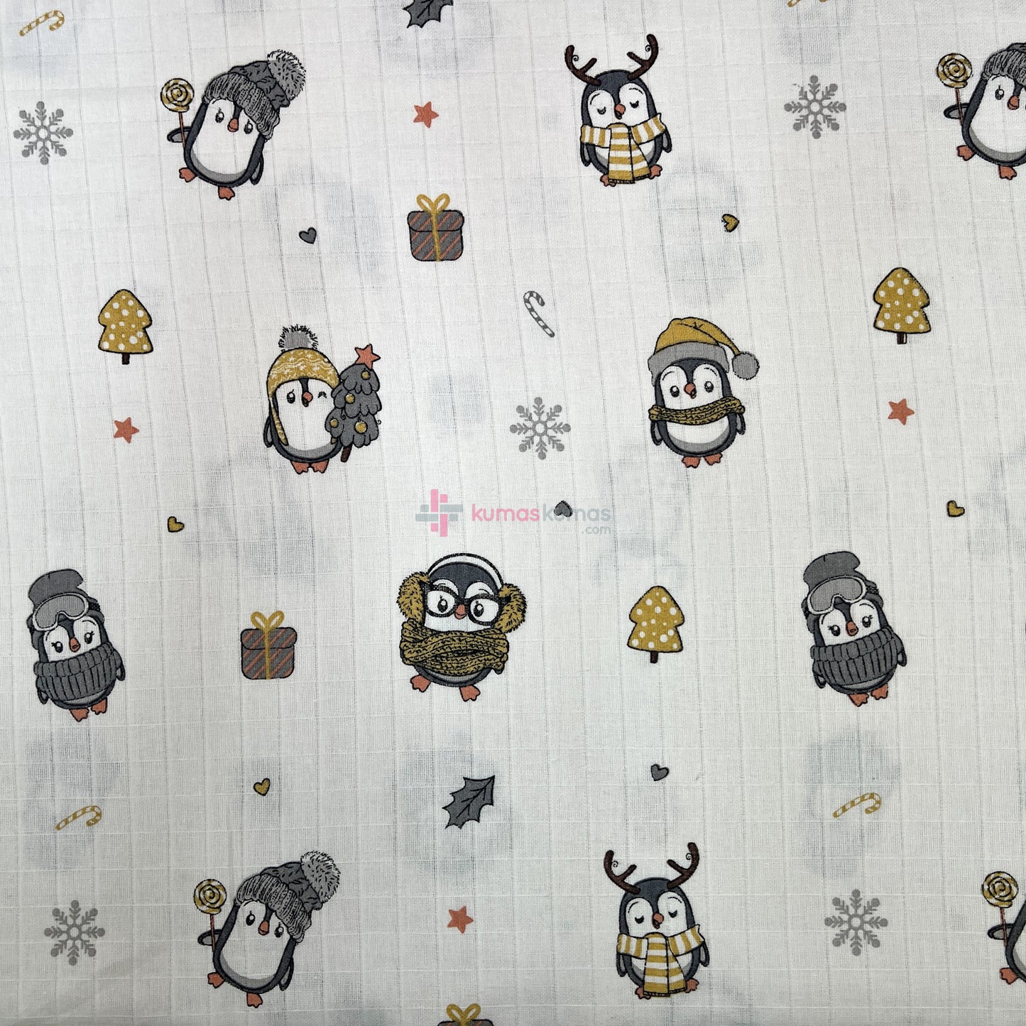 Penguen desenli müslin kumaş — bebek battaniyesi için