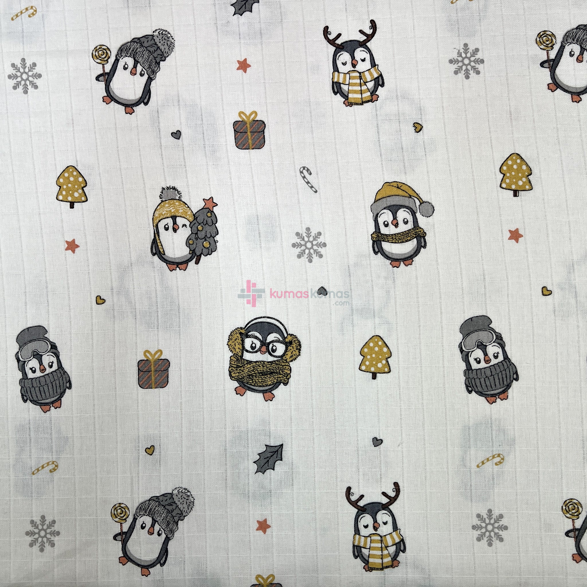 Penguen desenli müslin kumaş — bebek battaniyesi için
