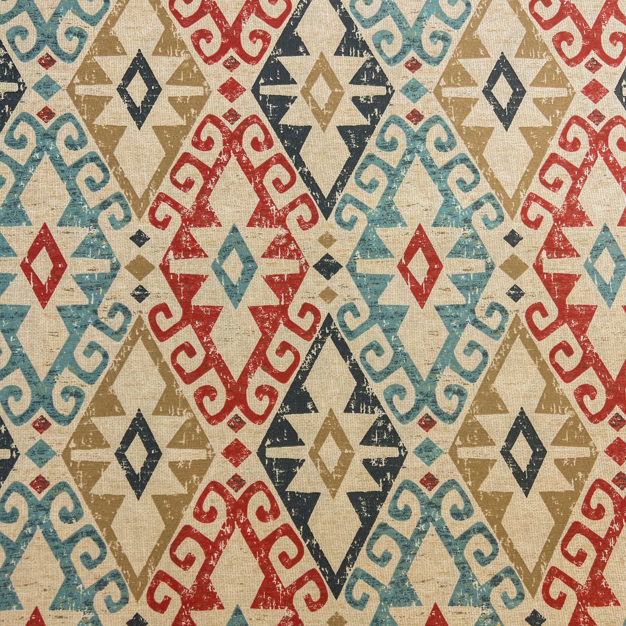 Kilim Desenli Duck Keten Kumaş — doku detayı